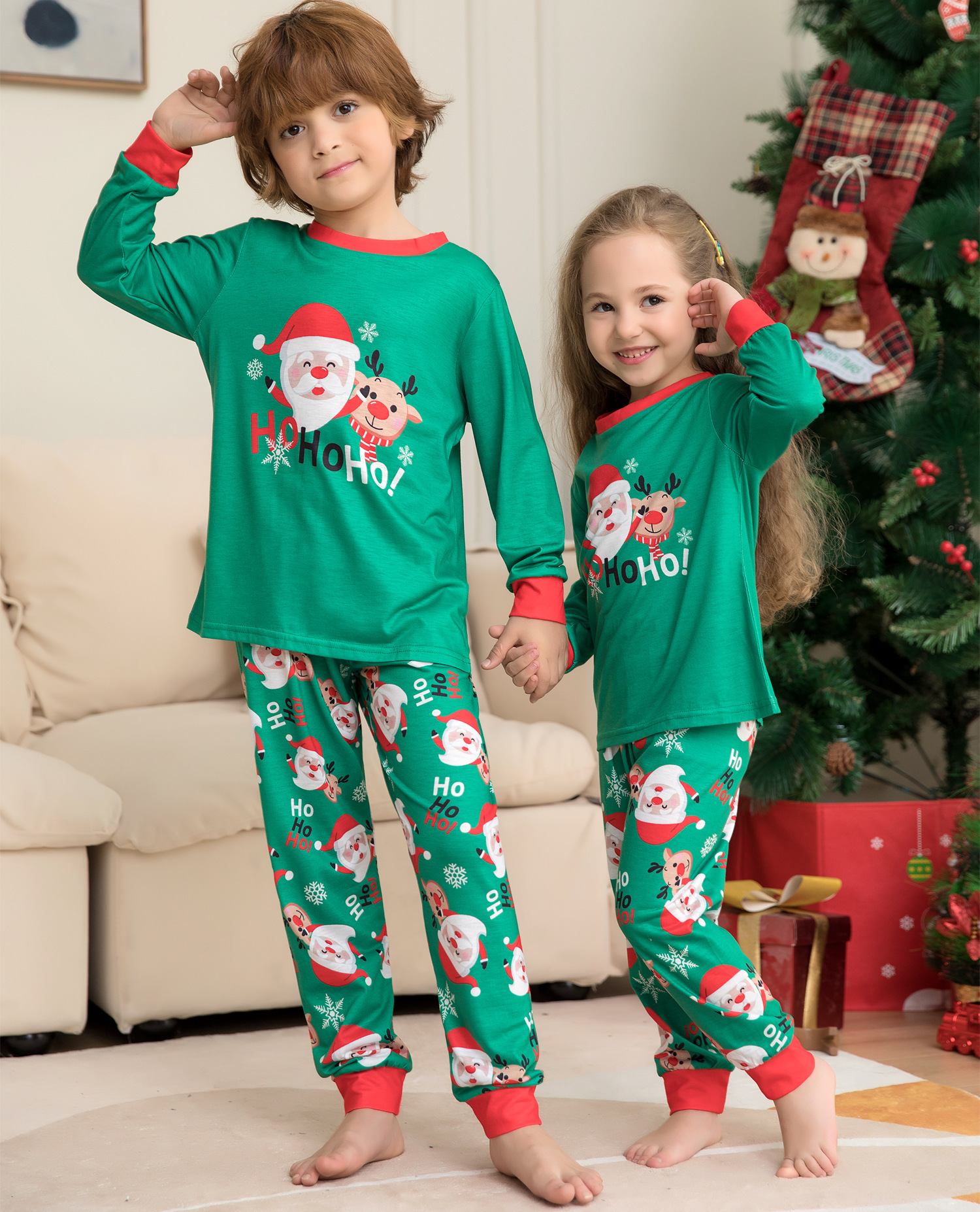 Christmas Pajamas For Family Matching Family Christmas PJs Sets Santa Claus Printed Top Sleepwear - Image 2