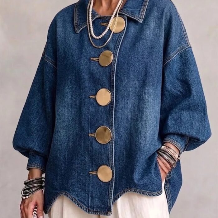 European And American Style Denim Jacket, Amazon Cross-border Autumn And Winter Women's Fashion, Loose-fitting, Collared, Long-sleeved Jacket